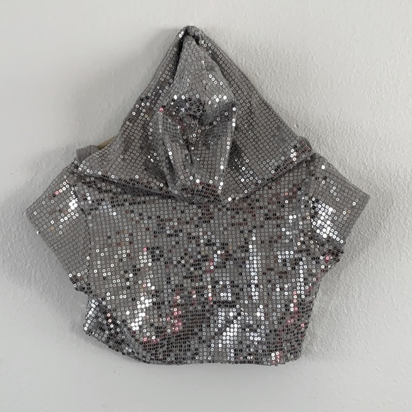 Free People Silver Sequin Cropped Hooded Shrug - Picture 4 of 13